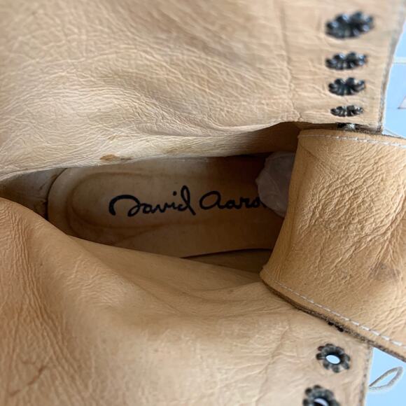 David Aaron Mid Calf Tan Nubuck Leather Lace Up Eyelet Heeled Boots 7 M Spain - Picture 11 of 11